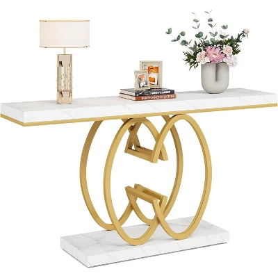 Tribesigns 55" Console Entryway Table With Geometric Metal Base 6 Tribesigns 55" Console Entryway Table With Geometric Metal Base - Image 6