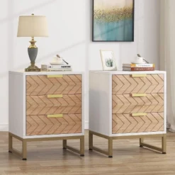 Tribesigns Modern 3 Drawers Nightstand Set Of 2