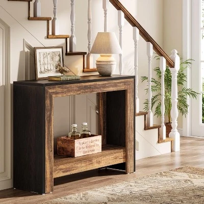 Tribesigns 41.3" Farmhouse Console Table Wood Entryway Table, Narrow Sofa Table Behind Couch With Storage Shelves 3 Tribesigns 41.3" Farmhouse Console Table Wood Entryway Table, Narrow Sofa Table Behind Couch With Storage Shelves - Image 3