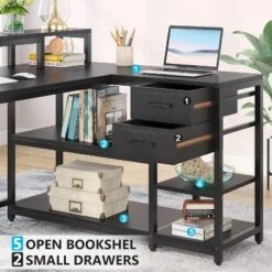 Tribesigns Reversible L-shaped Computer Desk With Drawer, Corner Desk Table With Storage Shelves And Monitor Stand For Home Office 17 Tribesigns Reversible L-shaped Computer Desk With Drawer, Corner Desk Table With Storage Shelves And Monitor Stand For Home Office -Tribesigns Sales Store GUEST a51581bd 2fbc 4509 846b c3f29949853f