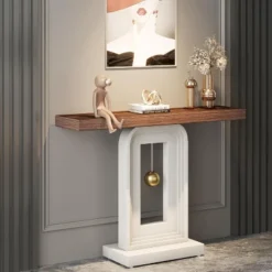 Tribesigns Modern 40 Inches Narrow Console Table With Pendulum Shape Base