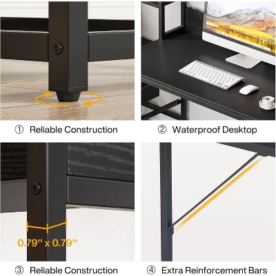 Tribesigns 55 Inch Computer Desk With 2 Drawers And Storage Shelves 6 Tribesigns 55 Inch Computer Desk With 2 Drawers And Storage Shelves - Image 6