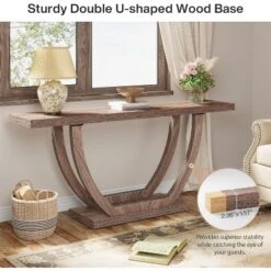 Tribesigns 63 Inches Farmhouse Wood Console Table For Entryway, Narrow Long Foyer Sofa Table With Geometric Legs For Hallway, Entrance, Living Room -Tribesigns Sales Store GUEST acc3d850 6fa8 42d2 bfa0 962cec434f7c