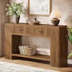 Tribesigns 59" Console Table, 2-Drawer Farmhouse Entryway Table With Storage Shelf, Sofa Table Behind Couch For Hallway, Living Room, Foyer -Tribesigns Sales Store GUEST ad234f8b 09a1 4f10 b489 617b10abda3c