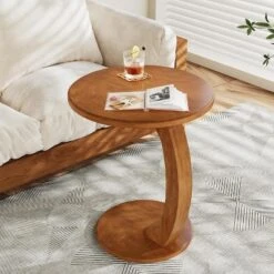Tribesigns Round Side Table, Wooden C-Shaped End Table, Mid-Century Couch Side Table, Small Boho Side Table For Living Room, Bedroom -Tribesigns Sales Store GUEST ad2af5b7 3c9c 4992 909c 75658ecbb2ca