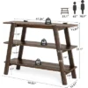 Tribesigns 41.3"Entryway Table Console Tables, 3-Tier Narrow Long With Open Storage Shelves For Living Room, Foyer,Entrance,Hallway,Rustic Brown