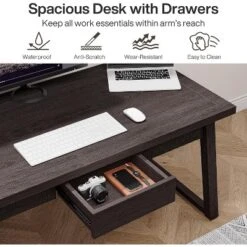 Tribesigns Home Office Executive Desk, 55 Inches Wood Computer Desk With Drawer, Mid-Century Study Writing Table Workstation Furniture -Tribesigns Sales Store GUEST ae5416d2 439f 4a19 a471 37b193056a59