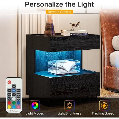 Tribesigns Black Nightstand, Night Stand With 2 Drawers, Wooden Bedside End Table For Bedroom, Living Room 5 Tribesigns Black Nightstand, Night Stand With 2 Drawers, Wooden Bedside End Table For Bedroom, Living Room - Image 5