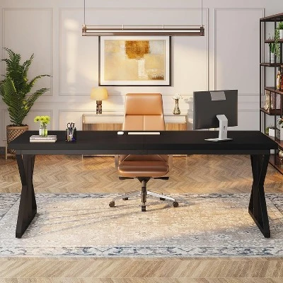 Tribesigns 78.7-Inch Executive Desk, Computer Desk For Home Office, Black 3 Tribesigns 78.7-Inch Executive Desk, Computer Desk For Home Office, Black - Image 3