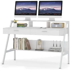 Tribesigns Modern 47" Computer Desk With Storage Shelf & Drawers, Office Writing Desk Study Table With Monitor Stand Riser For Home Office -Tribesigns Sales Store GUEST b52e7807 2def 40c2 a520 e1762410bde3