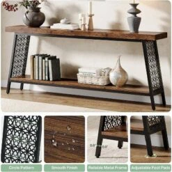 Tribesigns 70.9" Extra Long Console Table, 2-Tier Sofa Table With Storage, Industrial Entryway Table Behind Couch -Tribesigns Sales Store GUEST ba48b83e bbe0 40da 85c2 1700105852d8