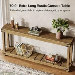 Tribesigns 70.9-Inch Extra Long Sofa Table, 2-Tier Farmhouse Console Table With Storage Shelves -Tribesigns Sales Store GUEST ba8e521d dd1f 4199 90de 09f1e9852265