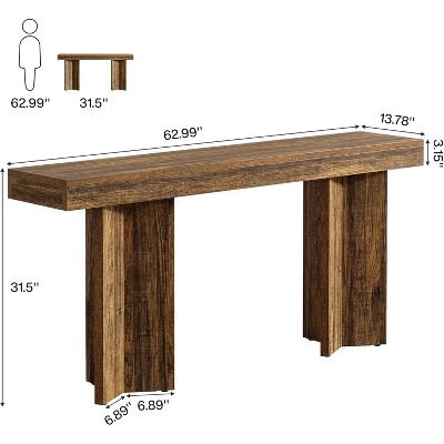 Tribesigns 63" Farmhouse Console Table, Wooden Rectangular Sofa Table Behind The Couch 2 Tribesigns 63" Farmhouse Console Table, Wooden Rectangular Sofa Table Behind The Couch - Image 2