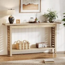 Tribesigns 2-Tier Farmhouse Console Table, Long Narrow Wood Grain Finish Entryway Table For Foyer, Hallway, Living Room,Oak -Tribesigns Sales Store GUEST c2e2dd50 6c5e 45b8 b034 7a6840a62ae3