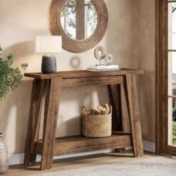 Tribesigns 41.3" Wood Console Table, 2-Tier Entryway Table With Storage, Sofa Table Behind Couch For Living Room, Hallway, Foyer