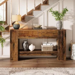 Tribesigns 55.1" Console Table With 2 Drawers, Wooden 2-Tier Sofa Table Behind Couch, Entryway Table For Corridor, Hallway -Tribesigns Sales Store GUEST c5478215 95e3 4d5b 8434 d43435292d82