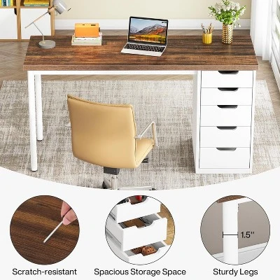 Tribesigns Computer Desk With 5 Drawers, 47 Inches Modern Simple Home Office Desk Study Writing Table For Small Spaces 8 Tribesigns Computer Desk With 5 Drawers, 47 Inches Modern Simple Home Office Desk Study Writing Table For Small Spaces - Image 8
