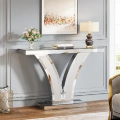 Tribesigns Mirrored Console Table, Modern Sliver Entryway Sofa Table With Crystal Inlay Frames -Tribesigns Sales Store GUEST c7c05dfd 53d2 40e9 b2b1 06ce0428e7d9