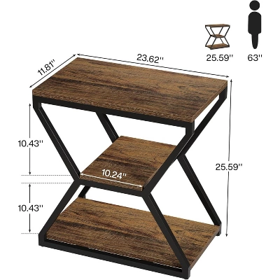 Tribesigns 3-Tier End Side Table, Small Industrial Side Table With Storage Shelves For Living Room, Wood Accent Bedside Nightstand With Metal Frame 2 Tribesigns 3-Tier End Side Table, Small Industrial Side Table With Storage Shelves For Living Room, Wood Accent Bedside Nightstand With Metal Frame - Image 2
