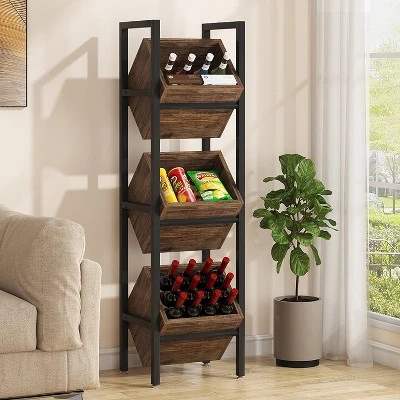 Tribesigns 3 Tier Wooden Freestanding Floor Bottle Rack, Wobble-Free Liquor Storage Stand, Liquor Bottle Organizer For Kitchen, Cellar 4 Tribesigns 3 Tier Wooden Freestanding Floor Bottle Rack, Wobble-Free Liquor Storage Stand, Liquor Bottle Organizer For Kitchen, Cellar - Image 4