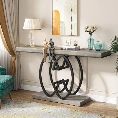Tribesigns 55" Console Entryway Table With Geometric Metal Base 2 Tribesigns 55" Console Entryway Table With Geometric Metal Base - Image 2