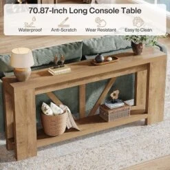 70.9-Inch Extra Long Console Table, 2-Tier Farmhouse Sofa Table Behind Couch, Large Entry Console With Storage For Hallway, Foyer -Tribesigns Sales Store GUEST ca9759fb 98a3 402b b277 31f1c790b68d