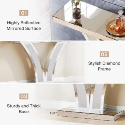 Tribesigns Mirrored Console Table, Modern Sliver Entryway Sofa Table With Crystal Inlay Frames -Tribesigns Sales Store GUEST cb034132 45f1 497b 9187 7d8c38bba9d4