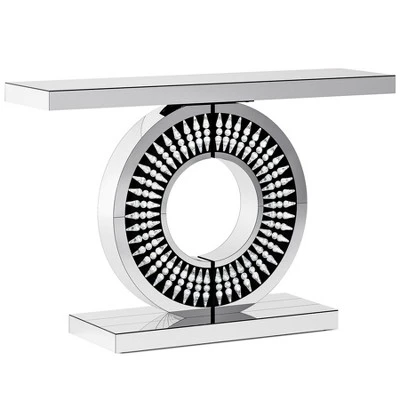 Tribesigns Modern Mirrored Console Table, 43-Inch Glass Sofa Table With Sparkling Crystal Inlays Base For Entrance, Living Room, Hallway 7 Tribesigns Modern Mirrored Console Table, 43-Inch Glass Sofa Table With Sparkling Crystal Inlays Base For Entrance, Living Room, Hallway - Image 7