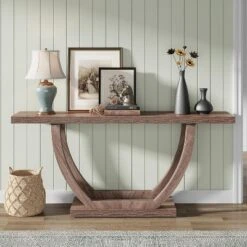 Tribesigns 63 Inches Farmhouse Wood Console Table For Entryway, Narrow Long Foyer Sofa Table With Geometric Legs For Hallway, Entrance, Living Room -Tribesigns Sales Store GUEST cd754aa1 8fdc 4d37 96f6 0d5e400cfdc0