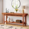 Tribesigns 70.8" Solid Wood Long Console Table, Farmhouse Couch Table With Storage, Narrow Sofa Table For Living Room Entryway Hallway