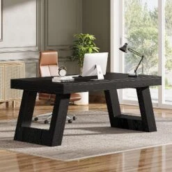 Tribesigns 63" Wood Executive Desk, Home Office Computer Desk With Double Pedestal, Study Writing Table, Business Workstation For PC Laptop -Tribesigns Sales Store GUEST cdd24a0a 512e 4757 9c2d 58a245c35825