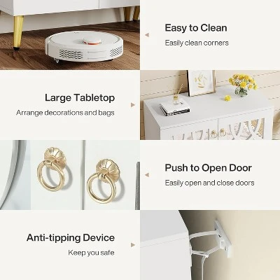 Tribesigns Mirrored Shoe Cabinet, 5-Tier White Modern Shoe Organizer Cabinet With Doors, Shoe Rack Closet Storage Cabinet For Entryway, Bedroom,White 6 Tribesigns Mirrored Shoe Cabinet, 5-Tier White Modern Shoe Organizer Cabinet With Doors, Shoe Rack Closet Storage Cabinet For Entryway, Bedroom,White - Image 6