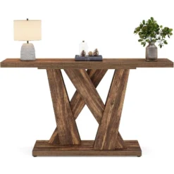 Tribesigns 55.12-Inch Farmhouse Console Table, Modern Behind The Couch Table With Geometric Base, Narrow Sofa Table Wood Long Entryway Table 17 Tribesigns 55.12-Inch Farmhouse Console Table, Modern Behind The Couch Table With Geometric Base, Narrow Sofa Table Wood Long Entryway Table -Tribesigns Sales Store GUEST d0cc3459 b82a 4991 9fbb ad7c8f9f77f4