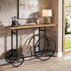 Tribesigns 47.2" Industrial Console Table, Entryway Table With Metal Mesh Storage Shelf, 2-Tier Sofa Table For Living Room, Hallway, Foyer -Tribesigns Sales Store GUEST d1a0841f 8f39 4c7f 9541 564030599ff2