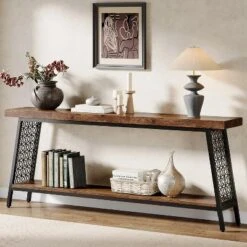 Tribesings 2-Tier Console Table, 70.9-inch Sofa Entryway Table Behind Couch With Storage, Rustic Brown -Tribesigns Sales Store GUEST d48fcdd8 8ee7 41ae 9746 2064621e6136