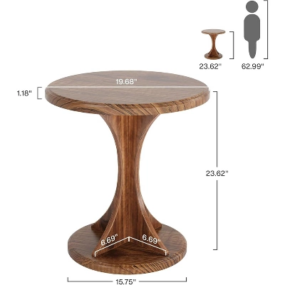 Tribesigns Wood Small Round End Side Table For Living Room 2 Tribesigns Wood Small Round End Side Table For Living Room - Image 2