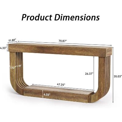 Tribesigns 2-Tier Wood Console Sofa Table For Living Room, Large Hallway Foyer Table With Heavy Duty U-Shaped Pedestal,Brown 1 Tribesigns 2-Tier Wood Console Sofa Table For Living Room, Large Hallway Foyer Table With Heavy Duty U-Shaped Pedestal,Brown