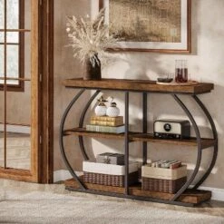 Tribesigns 41.3" Industrial 3-Tier Entryway Table With Arched Metal Frame And Storage Shelves -Tribesigns Sales Store GUEST d77096bb 7cee 4b17 bc5b 0ff403621034