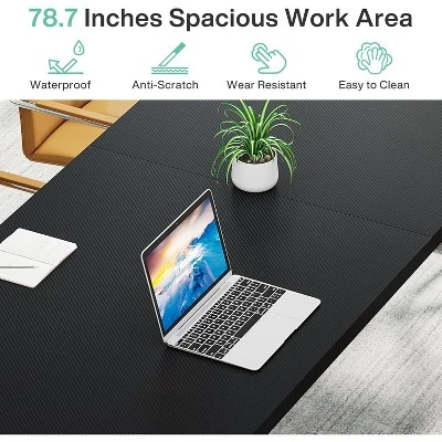 Tribesigns 78.7-Inch Executive Desk, Computer Desk For Home Office, Black 4 Tribesigns 78.7-Inch Executive Desk, Computer Desk For Home Office, Black - Image 4