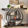 Tribesigns Industrial 4-Tier 41.3" Console Table With Circle Base