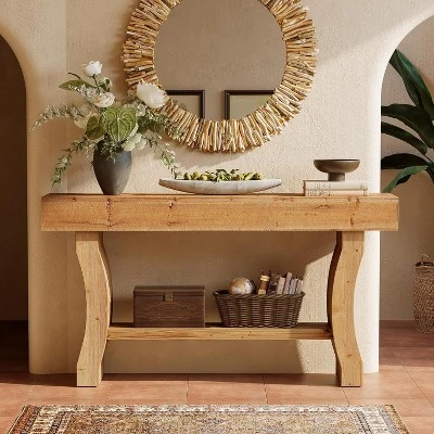 Tribesigns Solid Wood Console Table, 59-Inch Long Sofa Table With Stable Curved Legs For Entryway, Living Room, Hallway, Foyer 3 Tribesigns Solid Wood Console Table, 59-Inch Long Sofa Table With Stable Curved Legs For Entryway, Living Room, Hallway, Foyer - Image 3