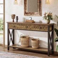 Tribesigns Farmhouse Console Table With 3 Drawers, 55" Entryway Table With 2-Tier Storage Shelf For Living Room, Entrance, Hallway, Foyer -Tribesigns Sales Store GUEST db42a986 0592 4fdf 965b 496596fe3acd