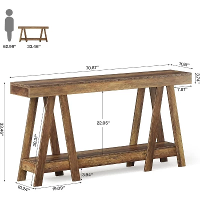Tribesigns 70.87" Farmhouse Console Table, 2-Tier Entryway Accent Table Behind Sofa 2 Tribesigns 70.87" Farmhouse Console Table, 2-Tier Entryway Accent Table Behind Sofa - Image 2