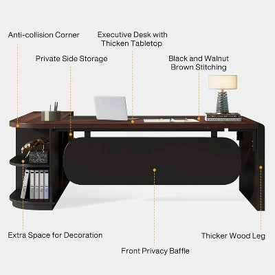 Tribesigns 80'' L-Shaped Executive Office Desk With 55'' Drawers Cabinet 6 Tribesigns 80'' L-Shaped Executive Office Desk With 55'' Drawers Cabinet - Image 6
