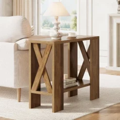 Tribesigns 2-Tier Side Table, Farmhouse End Table With Storage Shelves, Sofa Side Table For Small Spaces, Living Room, Bedroom, Rustic Brown -Tribesigns Sales Store GUEST e16f07f9 d9ea 428a aedb 95ce7bafcbb5