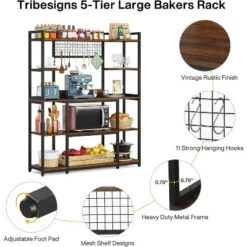 Tribesigns 55" Kitchen Hutch Cabinet Microwave Stand With 11 Hooks, 5-tier Baker’s Rack With Storage Shelf -Tribesigns Sales Store GUEST e4fd84a2 4bb7 47ab 91b5 9f18bd3bf395