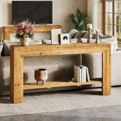 Tribesigns Solid Wood Entryway Table, 63" Console Table With Storage, Narrow Sofa Table Behind Couch For Entryway, Living Room, Hallway -Tribesigns Sales Store GUEST e5404403 22f6 4e63 9a27 15754669ccdc