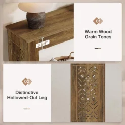 Tribesigns 63”Farmhouse Console Table, Industrial Wood Sofa Table With Retro Hollow Pattern Legs For Living Room,Foyer, Rustic Brown -Tribesigns Sales Store GUEST e5b7a888 a46b 4d2e 80e5 39ff9a1292a2