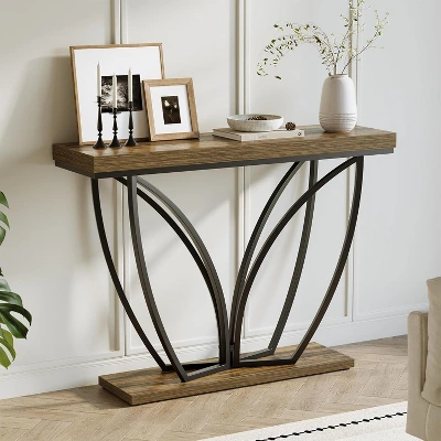 Tribesigns 41.3"Sofa Table, Industrial Behind Couch Furniture, Narrow Long Console Table For Entryway, Living Room, Hallway, Office, Rustic Brown 6 Tribesigns 41.3"Sofa Table, Industrial Behind Couch Furniture, Narrow Long Console Table For Entryway, Living Room, Hallway, Office, Rustic Brown - Image 6