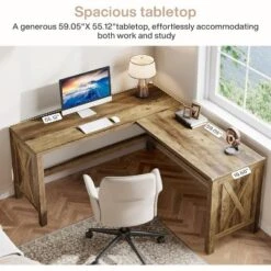 Tribesigns L-Shaped Executive Desk, 59 X 55-in Corner Computer Desk With Reinforced Panels, Farmhouse Workstation Furniture For Home Office -Tribesigns Sales Store GUEST e766aeee 5bb3 44c0 989f 313fe4f425c2